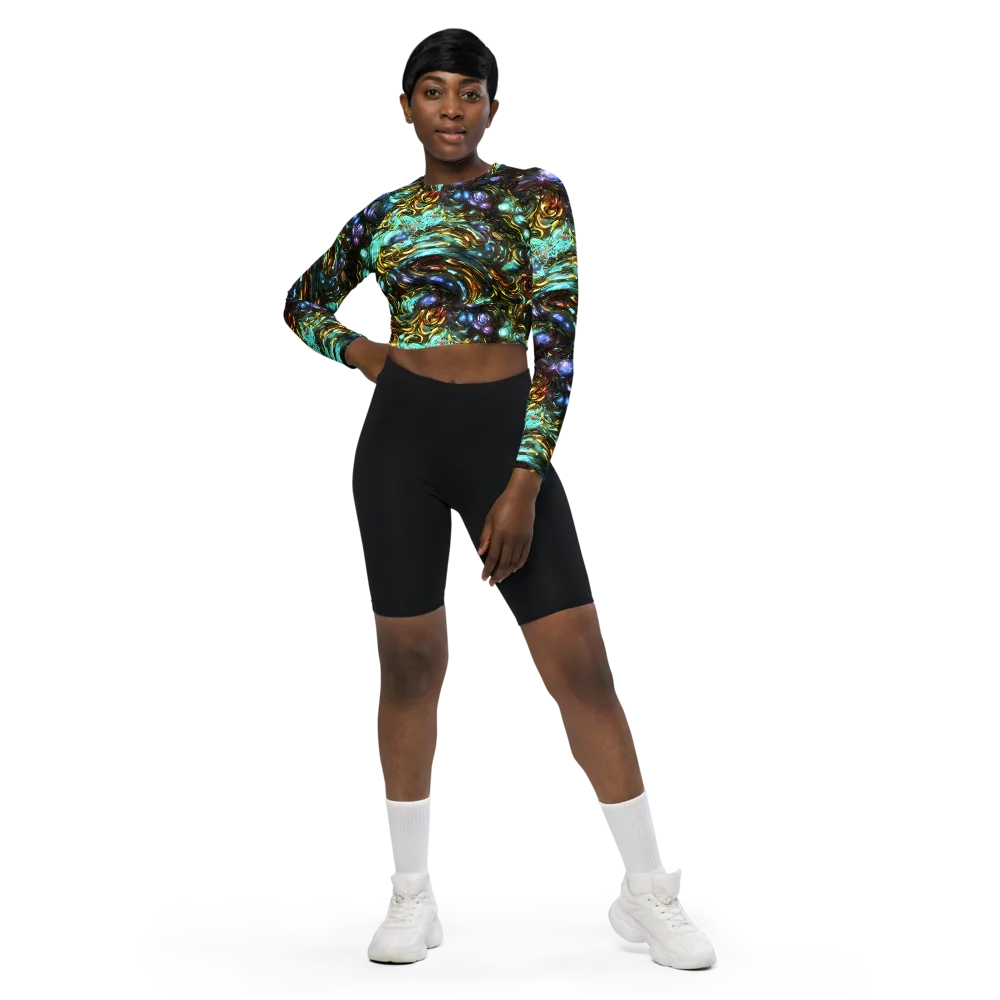 Liquid Dynasty on Long Sleeve Crop Top — Front