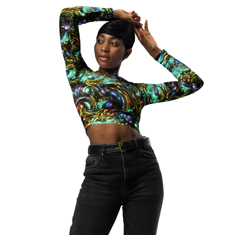 Liquid Dynasty on Long Sleeve Crop Top — Front