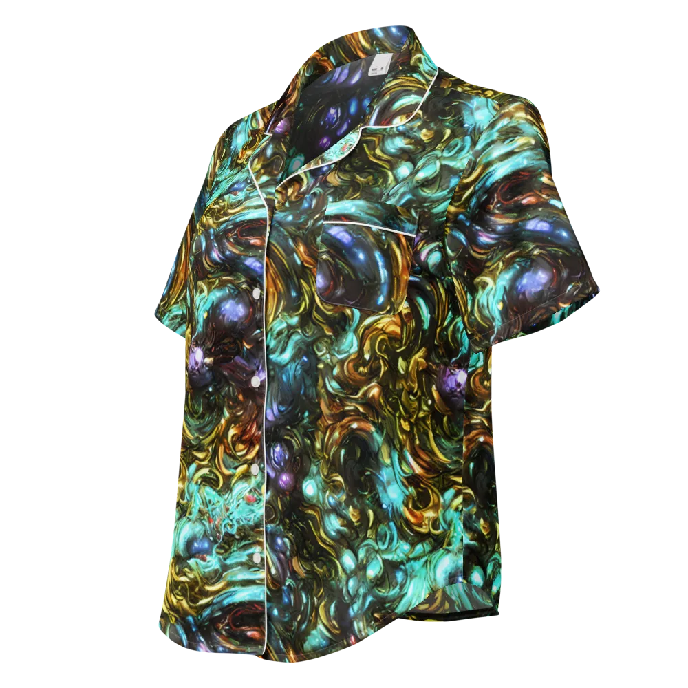 Liquid Dynasty on Women's Short Sleeve Pajama Top — Left Front