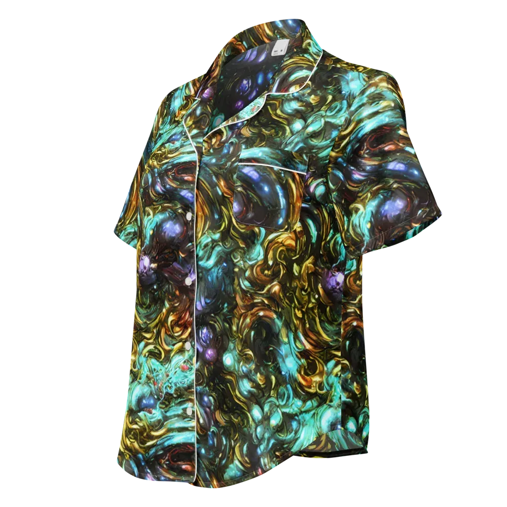 Liquid Dynasty on Women's Short Sleeve Pajama Top — Left Front