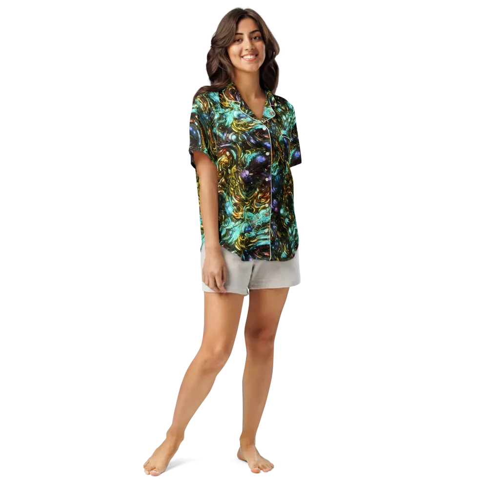 Liquid Dynasty on Women's Short Sleeve Pajama Top — Front