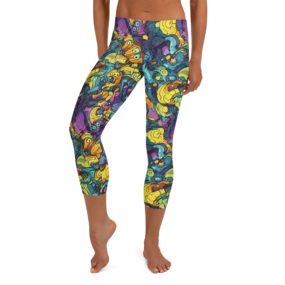 Chromatic Chameleons on Capri Leggings — Front