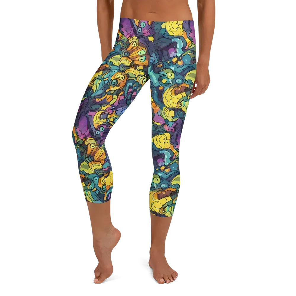 Chromatic Chameleons on Capri Leggings — Front
