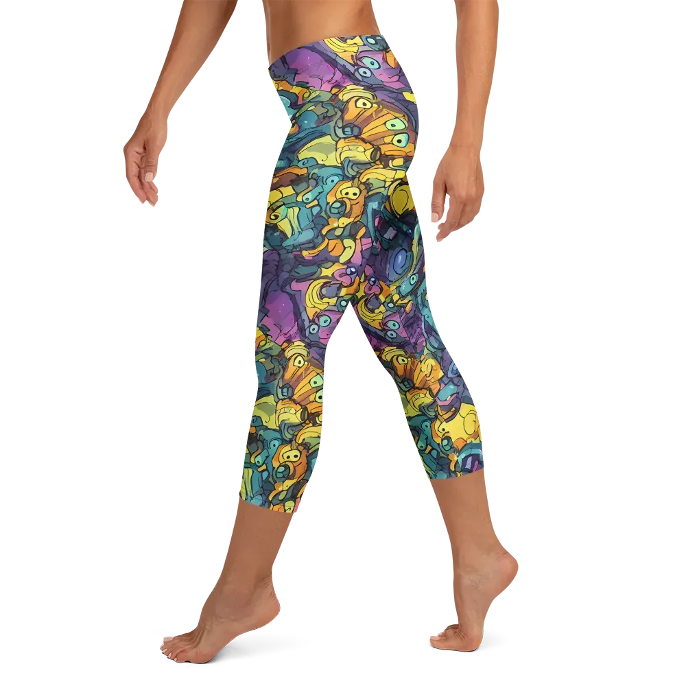 Chromatic Chameleons on Capri Leggings — Left