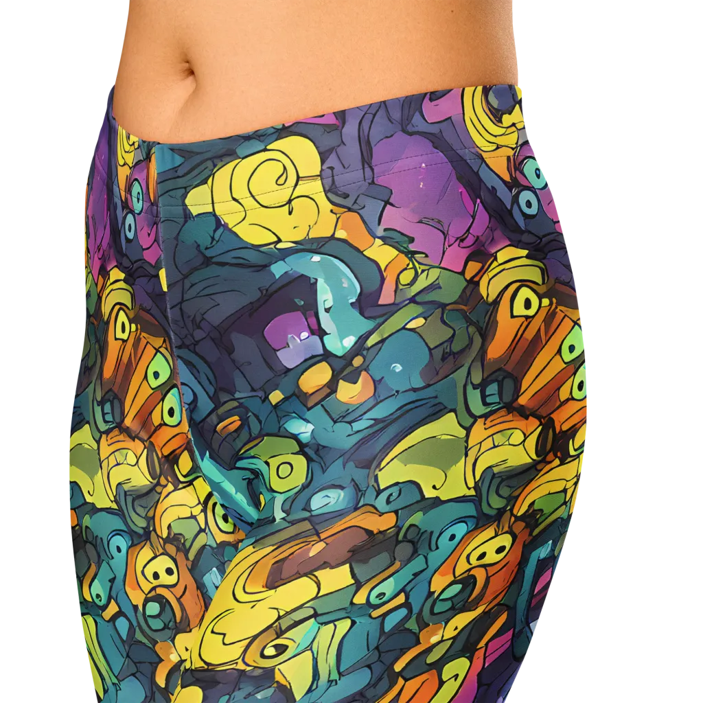 Chromatic Chameleons on Capri Leggings — Zoomed-in
