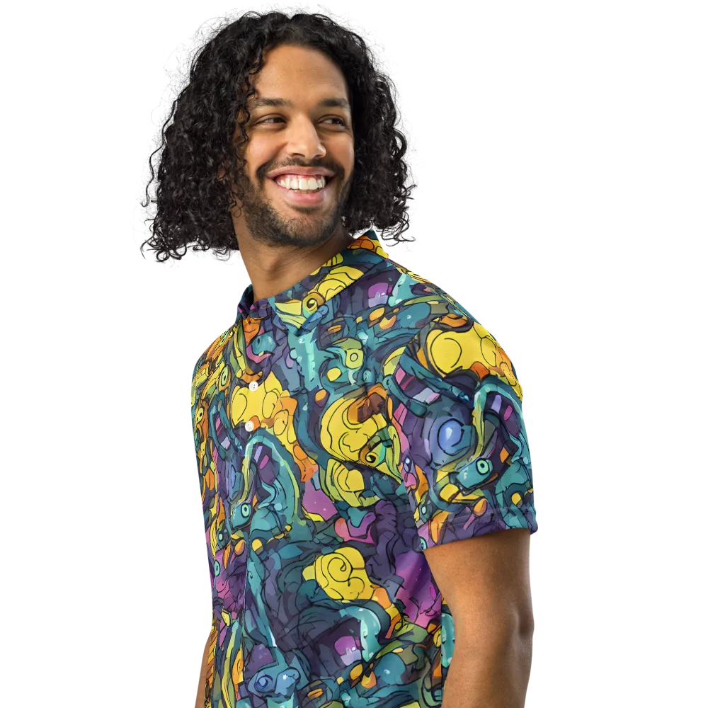 Chromatic Chameleons on Men's Slim Fit Polo Shirt — Left Front