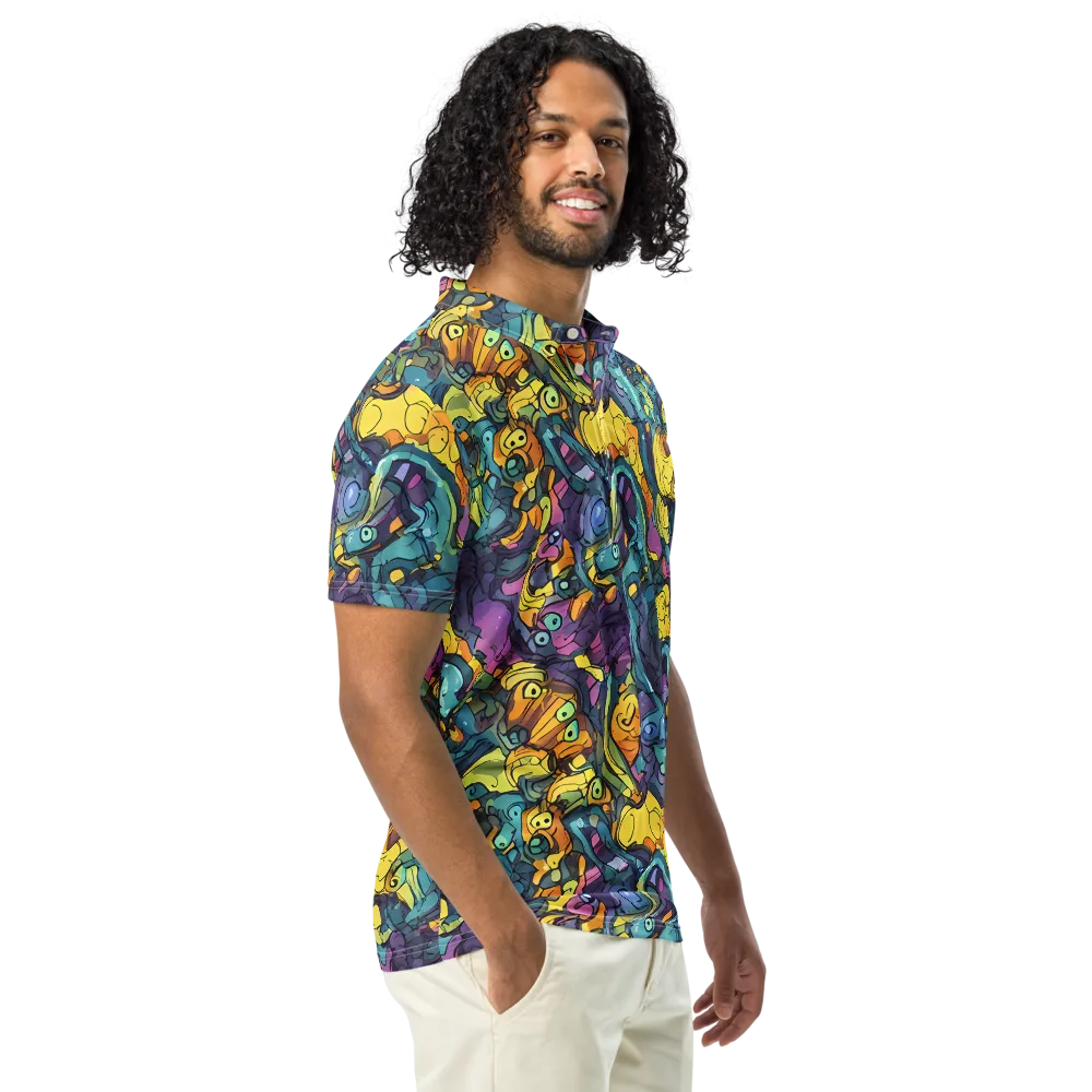 Chromatic Chameleons on Men's Slim Fit Polo Shirt — Right Front