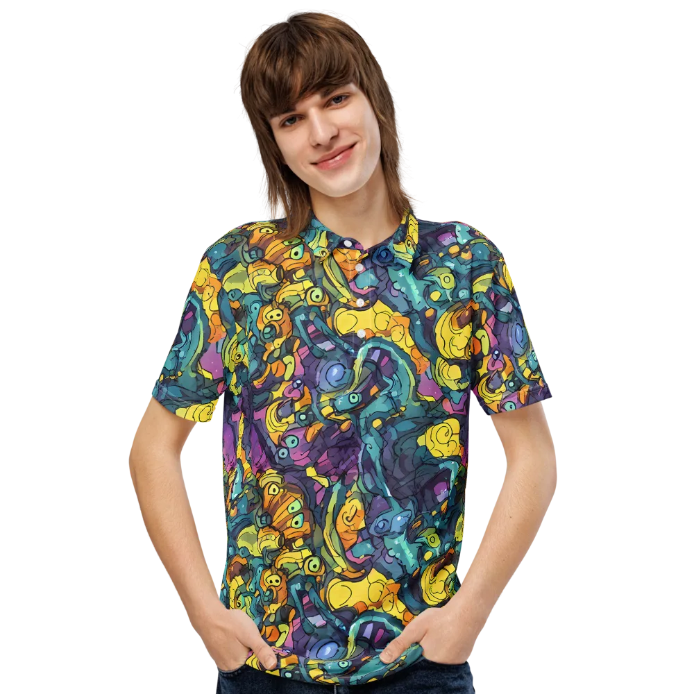 Chromatic Chameleons on Men's Slim Fit Polo Shirt — Front