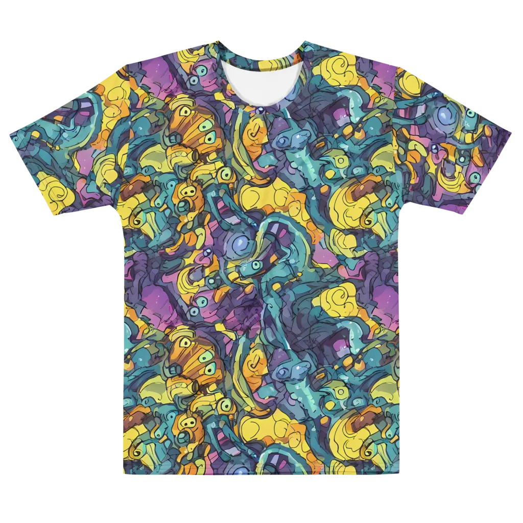 Chromatic Chameleons on Men's Cotton Crew Neck T-Shirt — Front