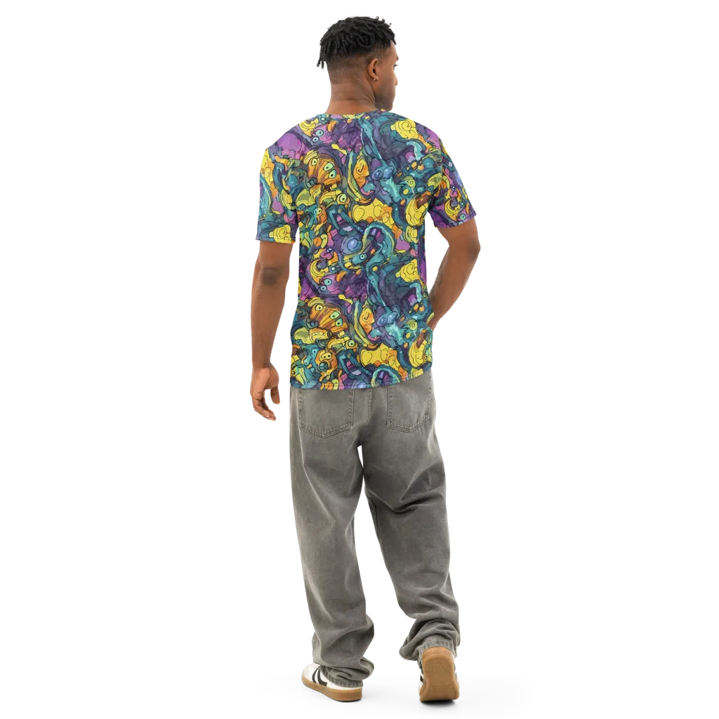 Chromatic Chameleons on Men's Cotton Crew Neck T-Shirt — Back