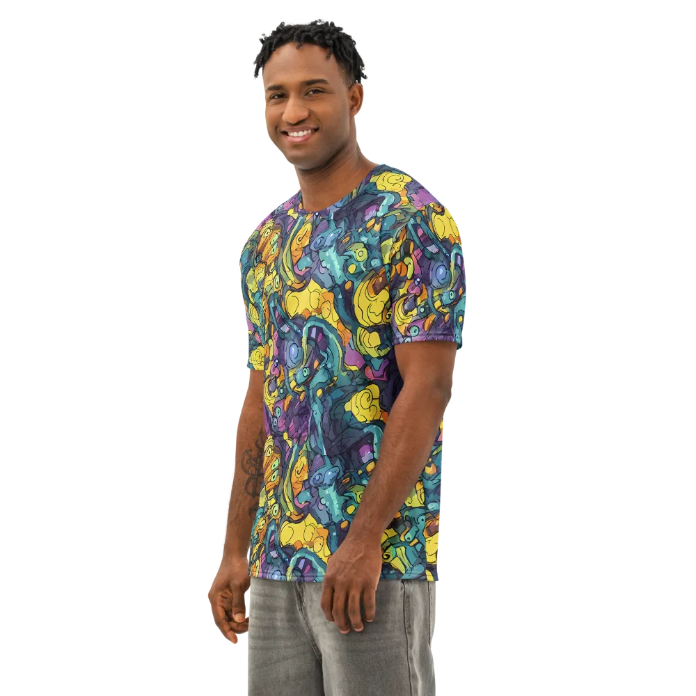 Chromatic Chameleons on Men's Cotton Crew Neck T-Shirt — Left Front