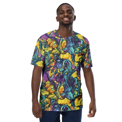 Chromatic Chameleons on a Men's Crew Neck T-Shirt