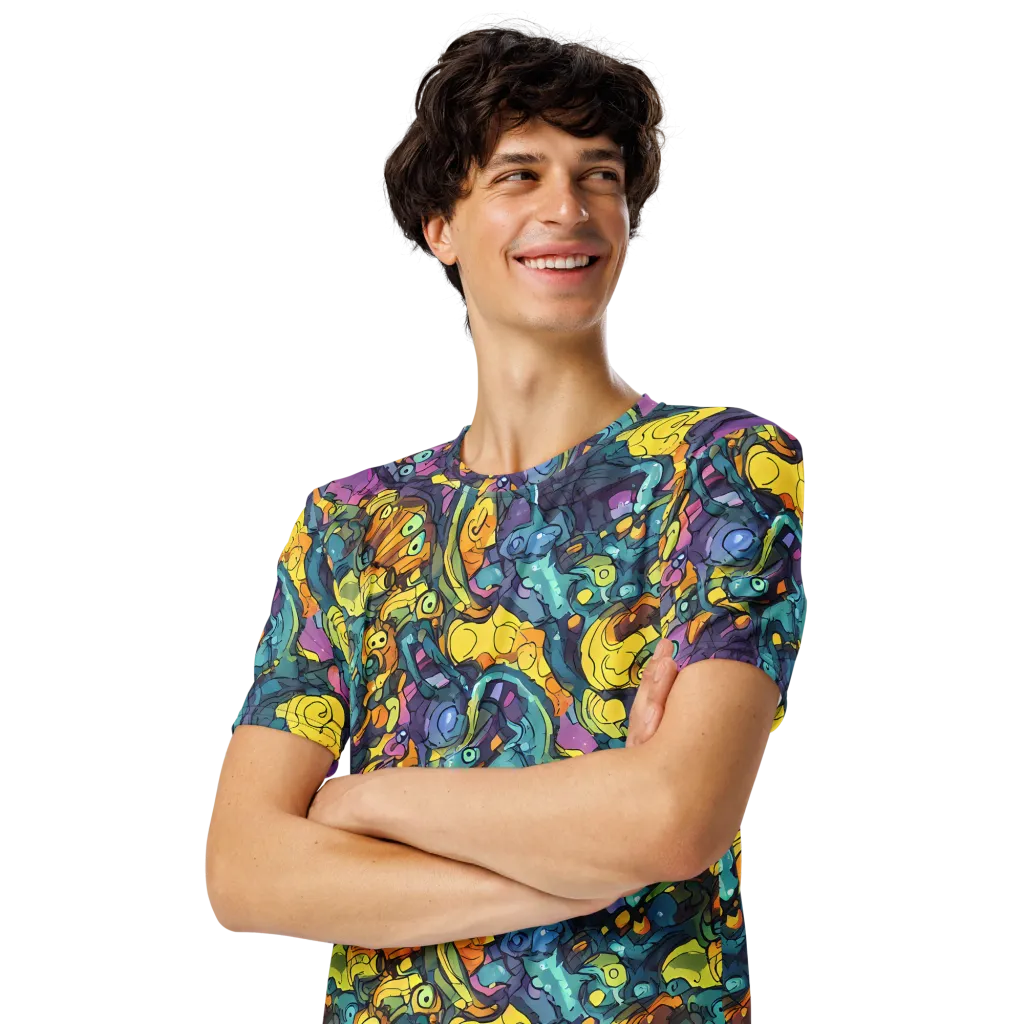 Chromatic Chameleons on Men's Crew Neck T-Shirt — Left Front