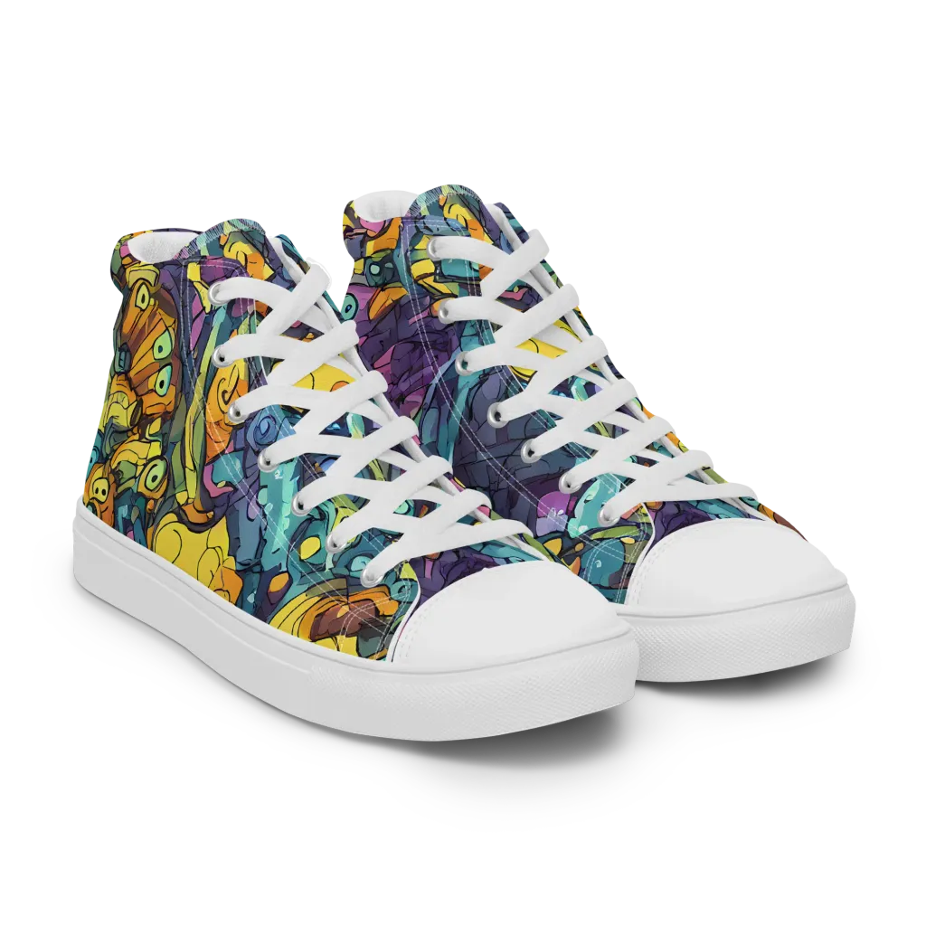 Chromatic Chameleons on Men's High Top Canvas Shoes — Right Front