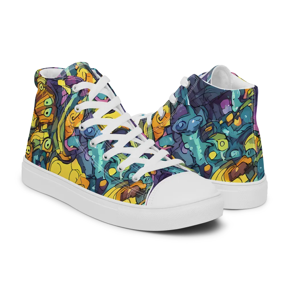 Chromatic Chameleons on Men's High Top Canvas Shoes — Right