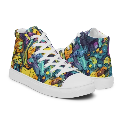 Chromatic Chameleons on a Men's High Top Canvas Shoes