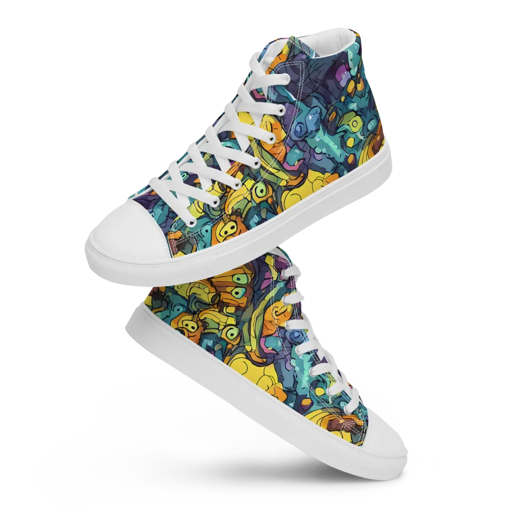 Chromatic Chameleons on Men's High Top Canvas Shoes — Front