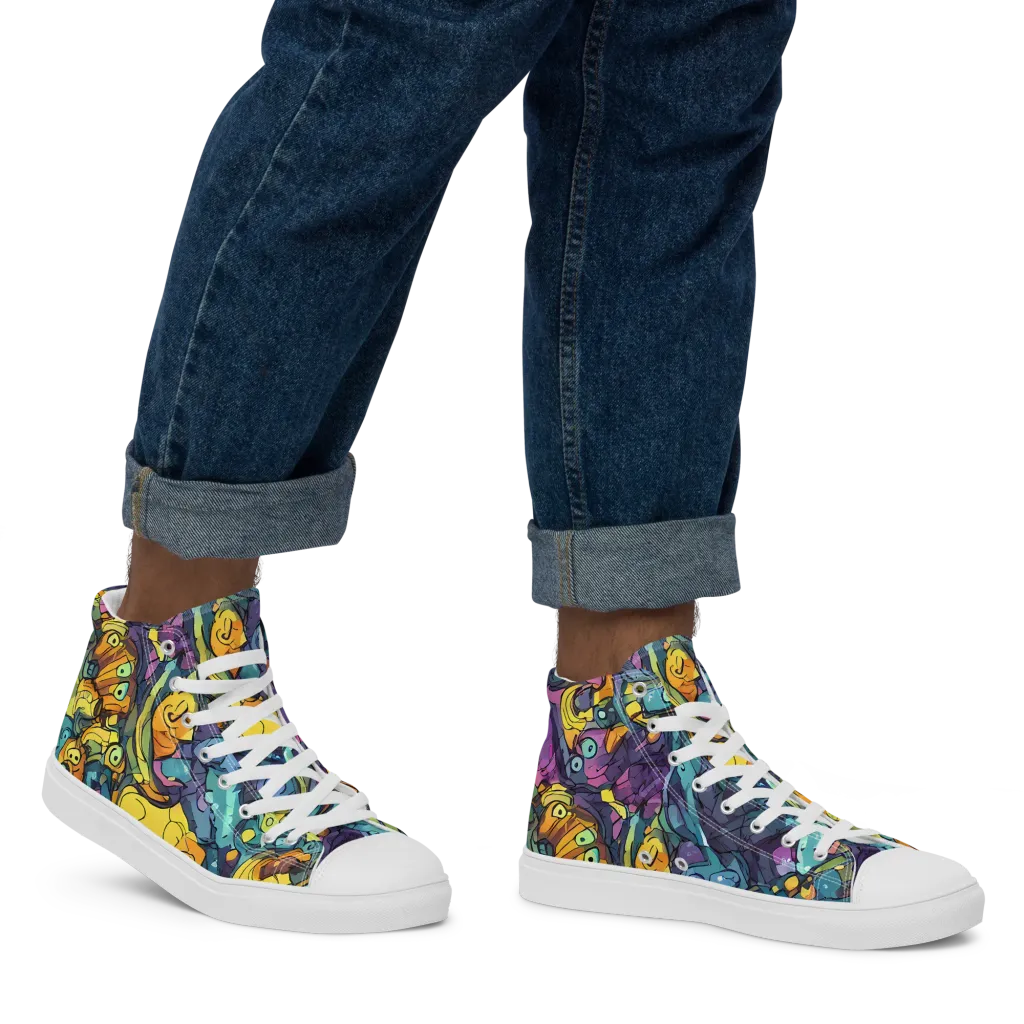 Chromatic Chameleons on Men's High Top Canvas Shoes — Right