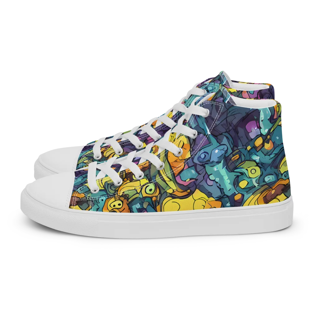 Chromatic Chameleons on Women's High Top Canvas Shoes — Left