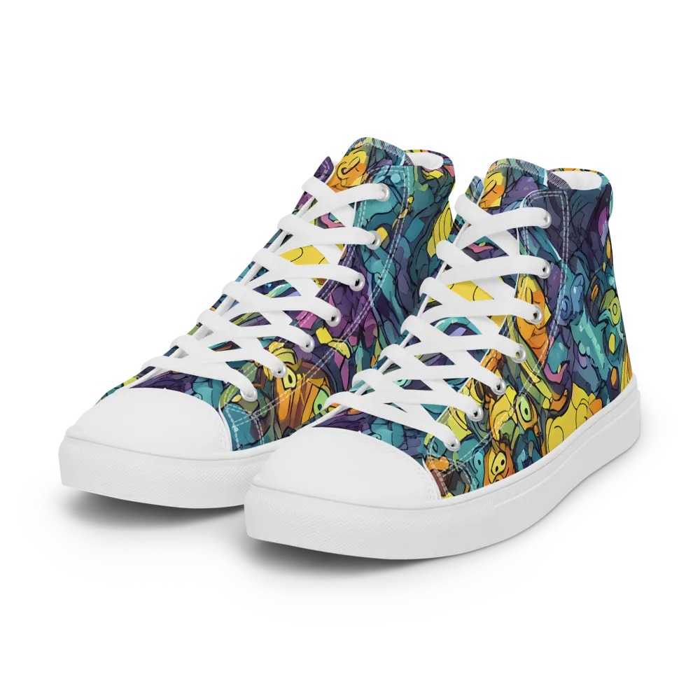 Chromatic Chameleons on Women's High Top Canvas Shoes — Left Front