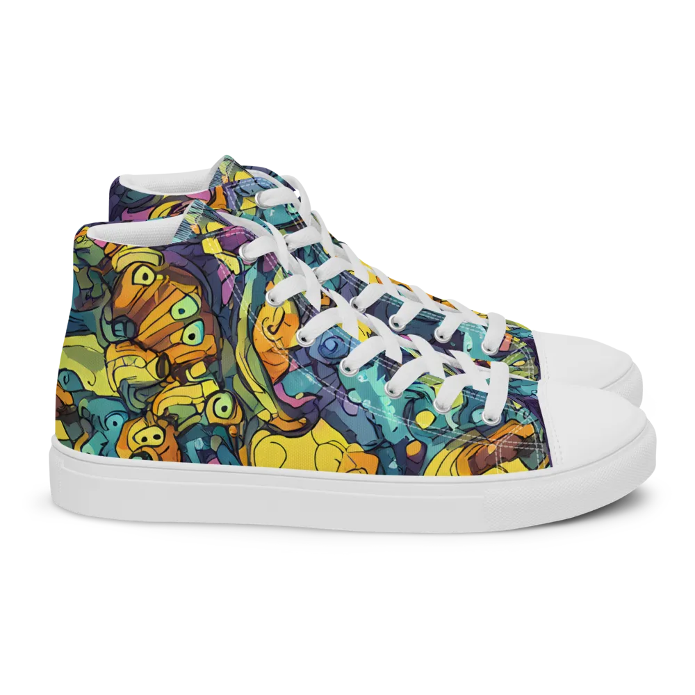 Chromatic Chameleons on Women's High Top Canvas Shoes — Right