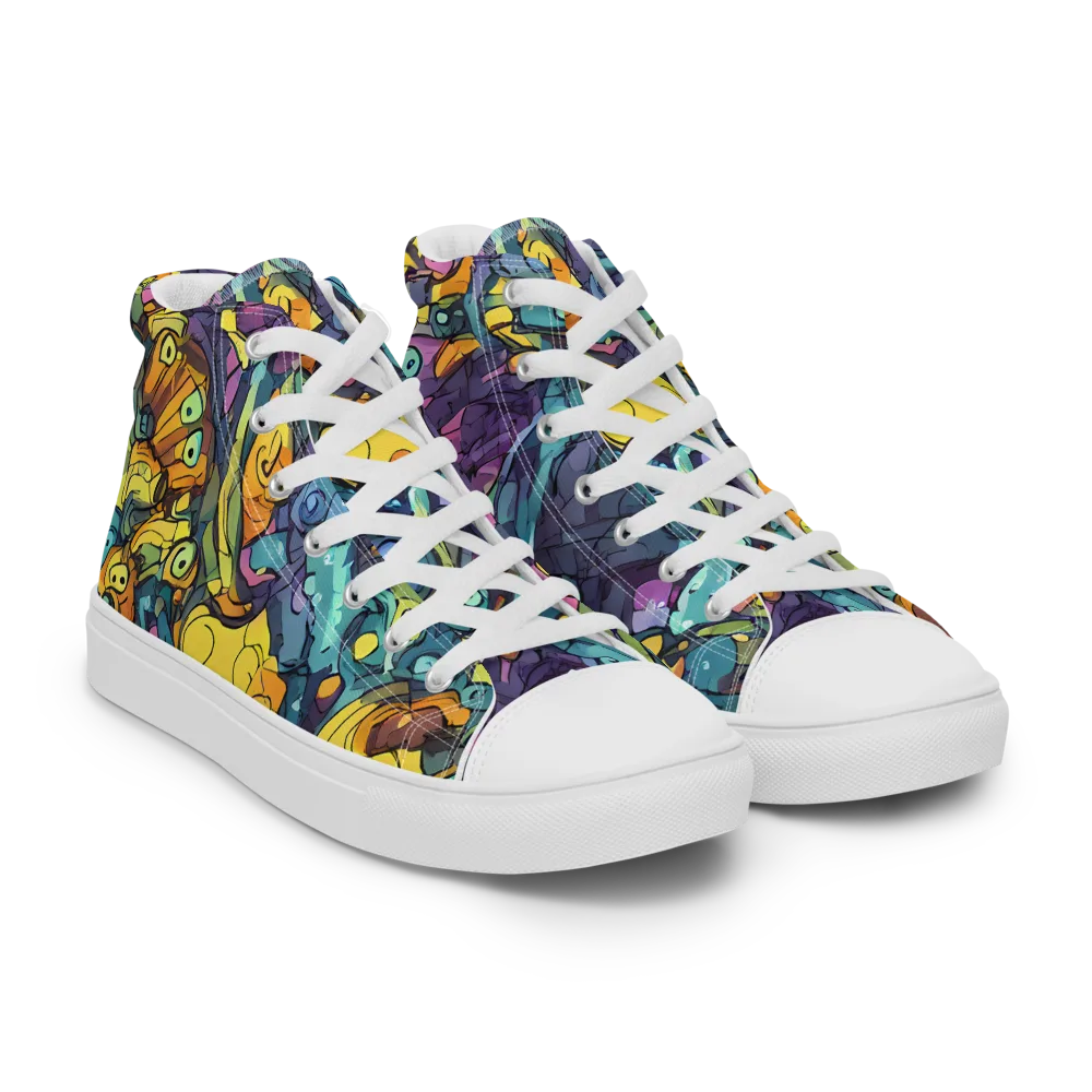 Chromatic Chameleons on Women's High Top Canvas Shoes — Right Front