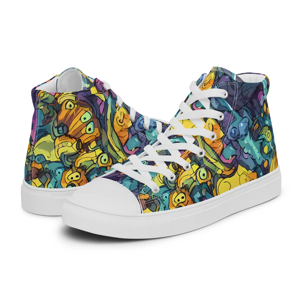 Chromatic Chameleons on Women's High Top Canvas Shoes — Left