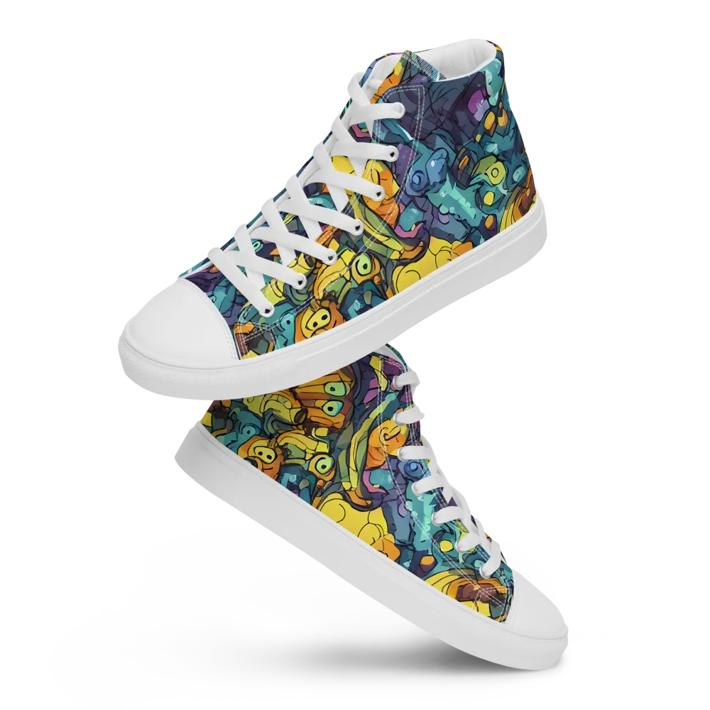 Chromatic Chameleons on Women's High Top Canvas Shoes — Front