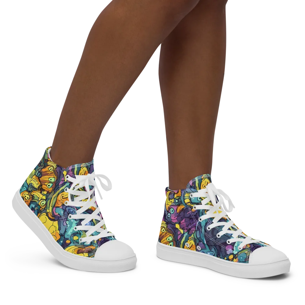 Chromatic Chameleons on Women's High Top Canvas Shoes — Right