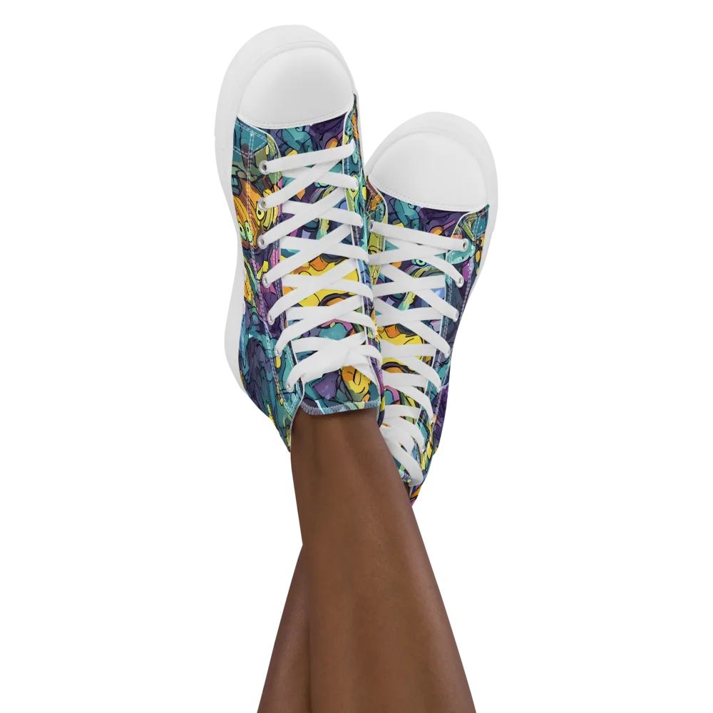 Chromatic Chameleons on Women's High Top Canvas Shoes — Front