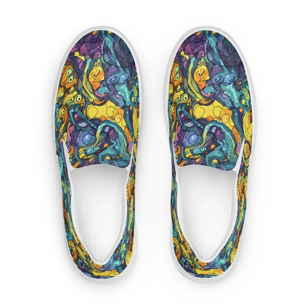 Chromatic Chameleons on Men's Slip-On Canvas Shoes — Front