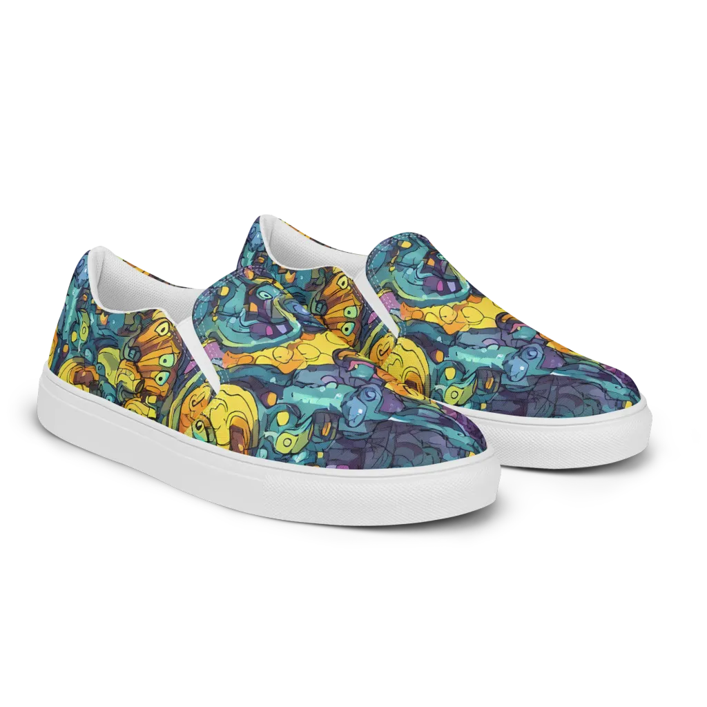 Chromatic Chameleons on Men's Slip-On Canvas Shoes — Right Front