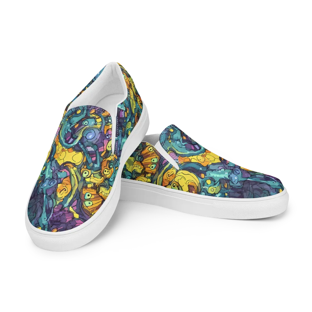 Chromatic Chameleons on Men's Slip-On Canvas Shoes — Left Front