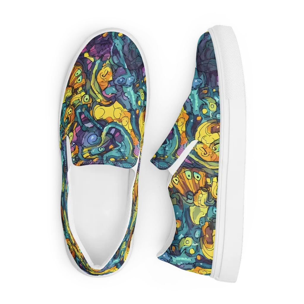 Chromatic Chameleons on Men's Slip-On Canvas Shoes — Front