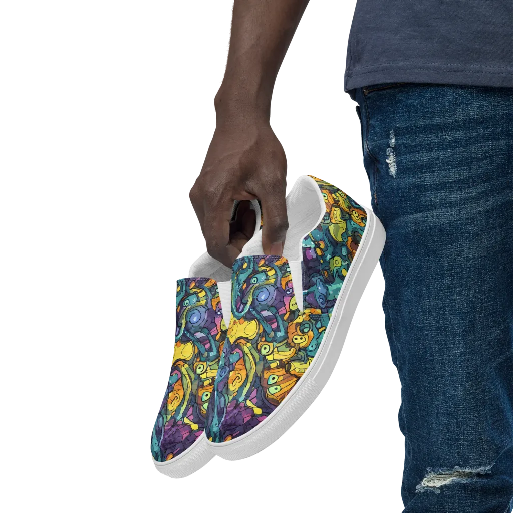 Chromatic Chameleons on Men's Slip-On Canvas Shoes — Left Front