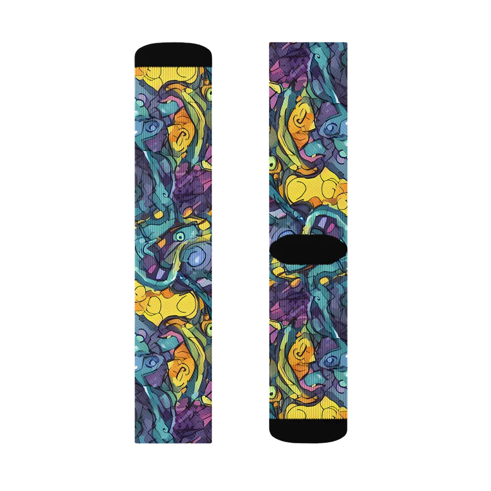 Chromatic Chameleons on Socks — Left Sock