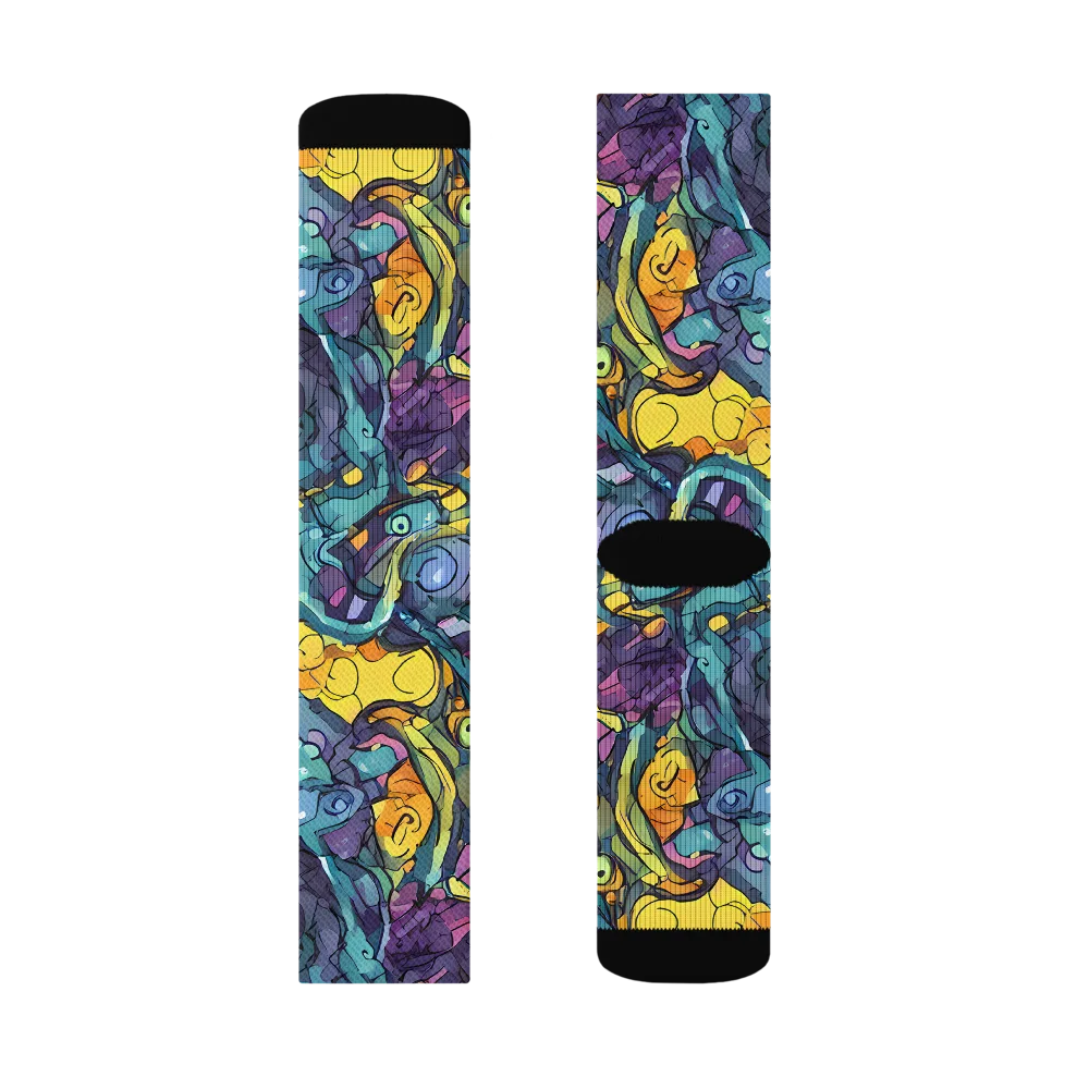 Chromatic Chameleons on Socks — Right Sock