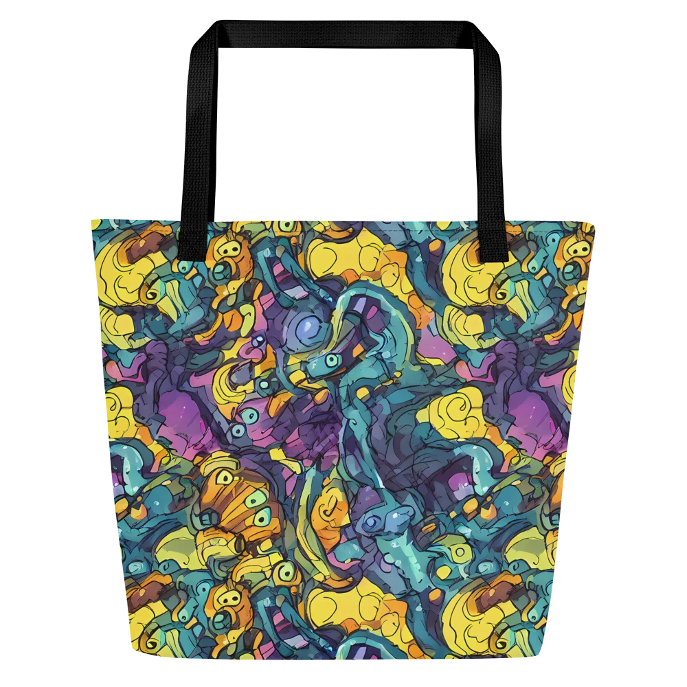 Chromatic Chameleons on Large Tote Bag W/ Pocket — Front