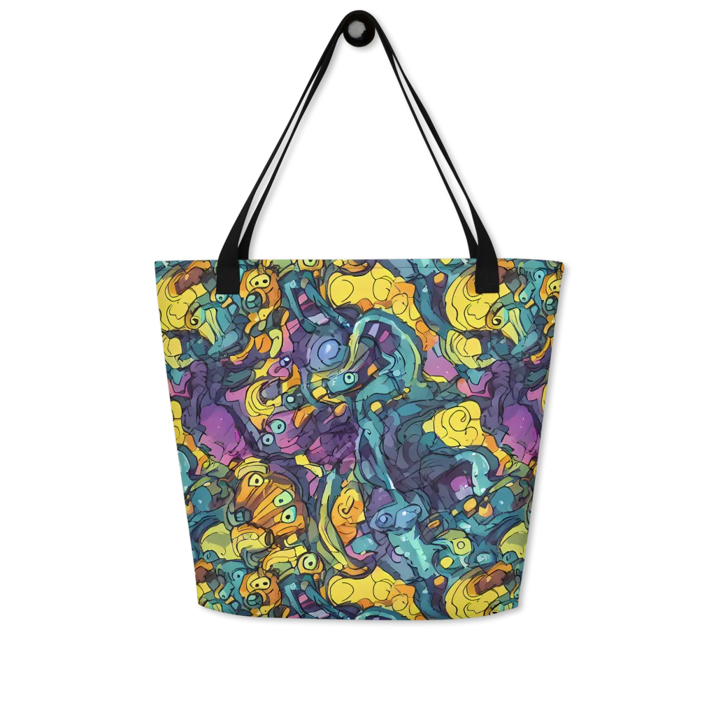Chromatic Chameleons on Large Tote Bag W/ Pocket — Front