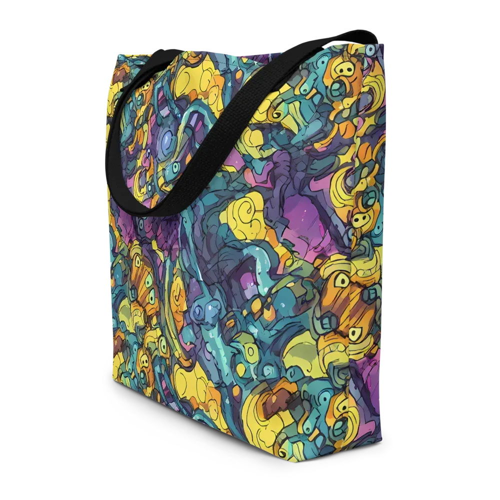 Chromatic Chameleons on Large Tote Bag W/ Pocket — Front