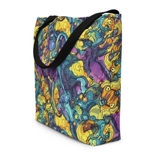 Chromatic Chameleons on a Large Tote Bag W/ Pocket