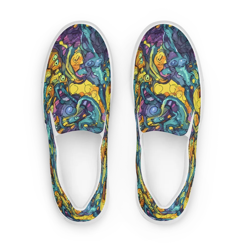 Chromatic Chameleons on Women's Slip-On Canvas Shoes — Front