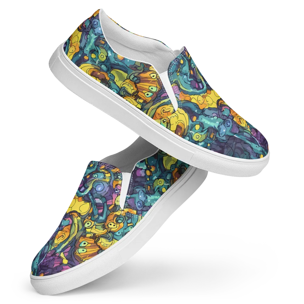 Chromatic Chameleons on Women's Slip-On Canvas Shoes — Front