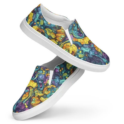 Chromatic Chameleons on a Women's Slip-On Canvas Shoes