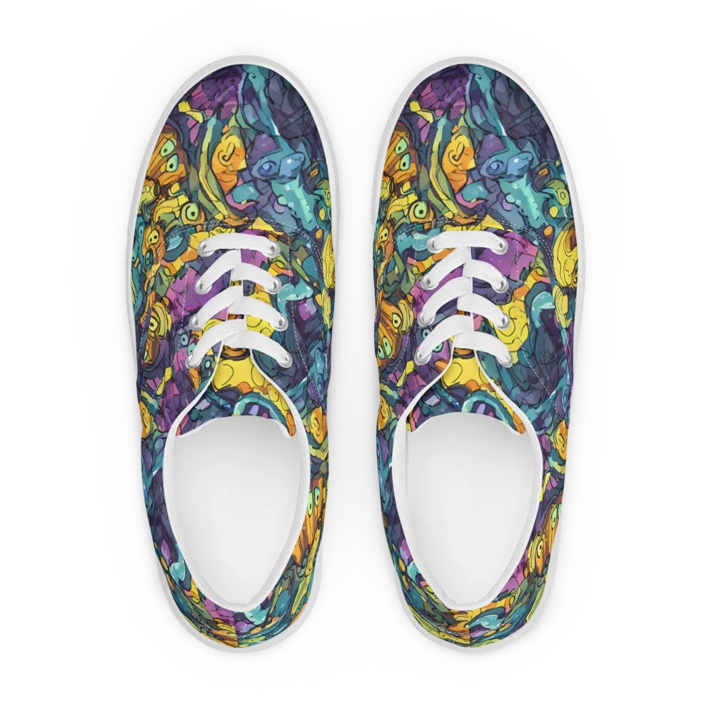 Chromatic Chameleons on Men's Lace-Up Canvas Shoes — Front
