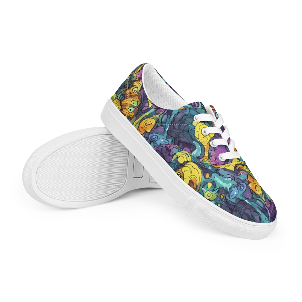 Chromatic Chameleons on Men's Lace-Up Canvas Shoes — Right Front
