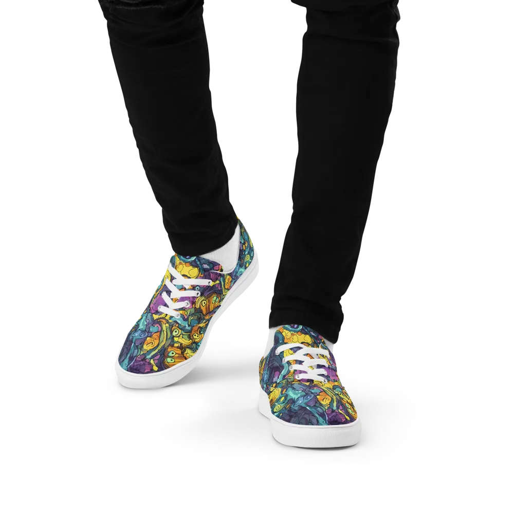 Chromatic Chameleons on Men's Lace-Up Canvas Shoes — Front