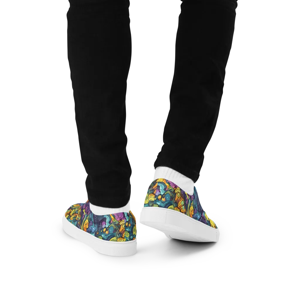 Chromatic Chameleons on Men's Lace-Up Canvas Shoes — Back