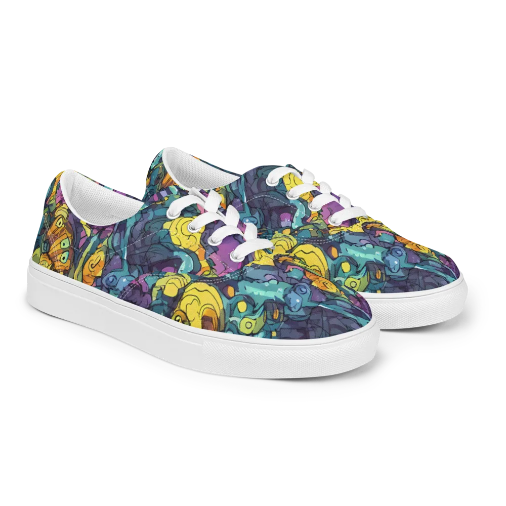 Chromatic Chameleons on Men's Lace-Up Canvas Shoes — Right Front