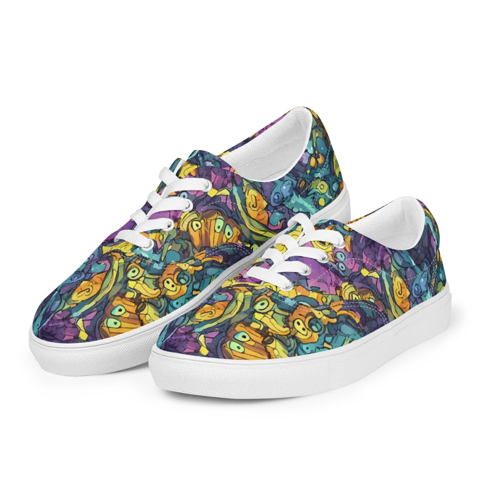 Chromatic Chameleons on Men's Lace-Up Canvas Shoes — Left Front